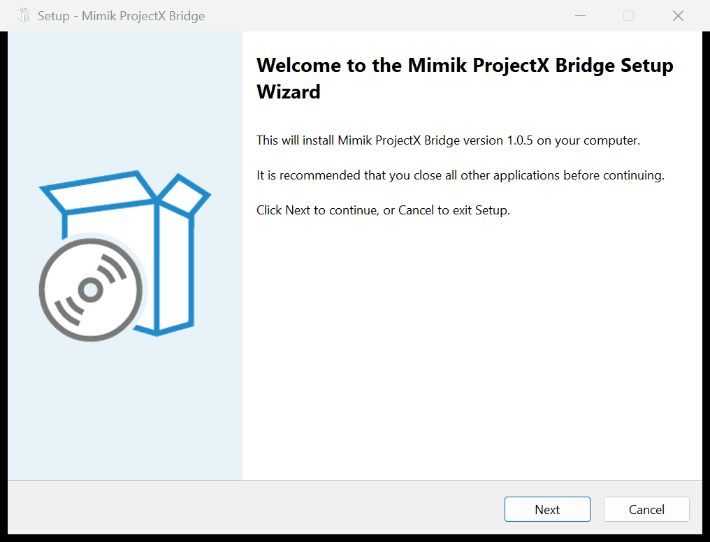 Mimik ProjectX Bridge Setup welcome page
